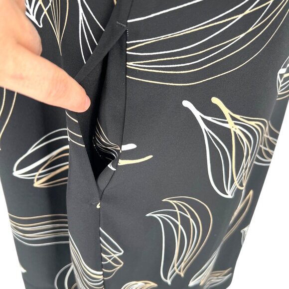 Chicos Leaf Print Shirt Dress Black Beige Size 8 US - Picture 9 of 12